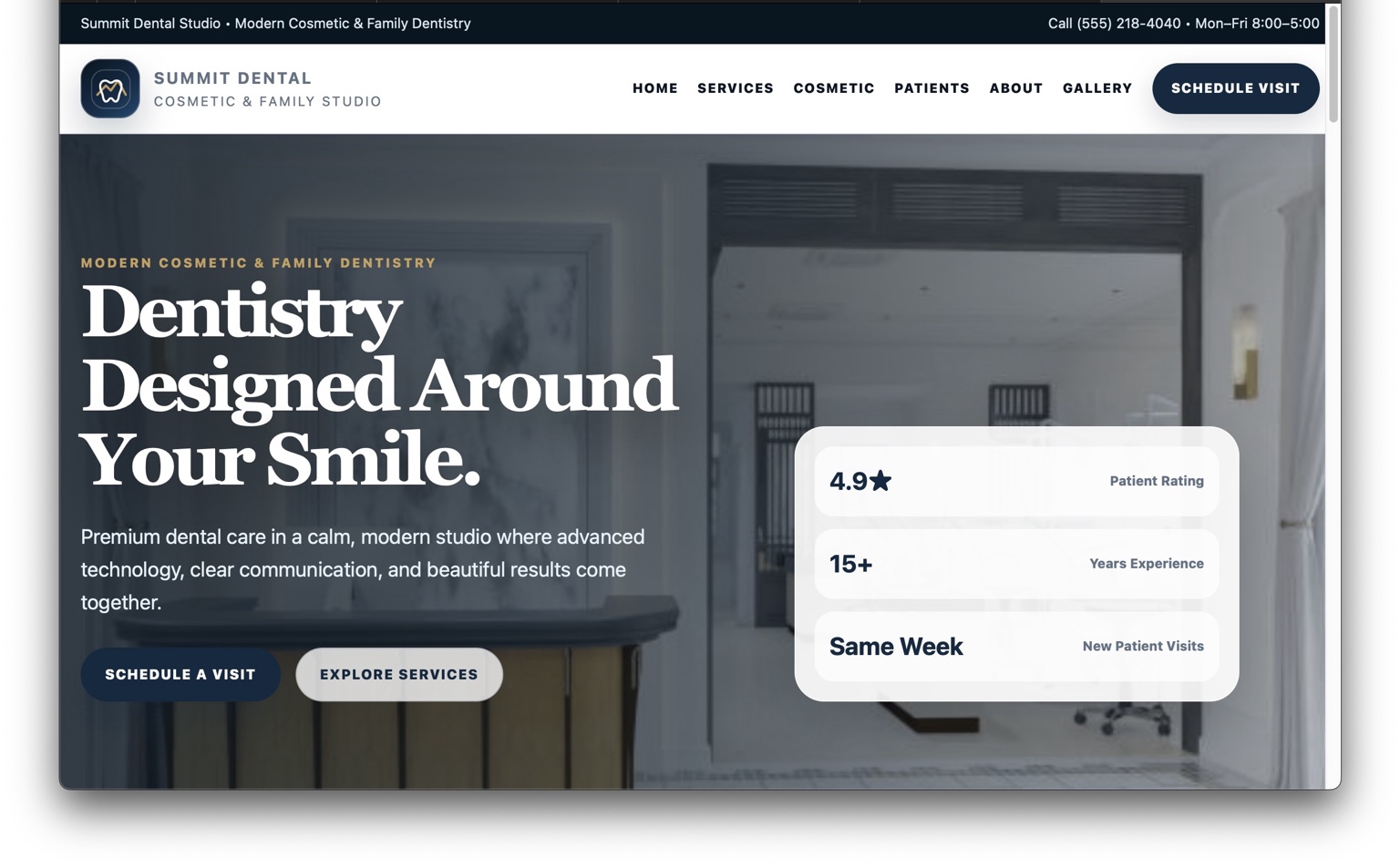 Summit Dental Studio demo website preview