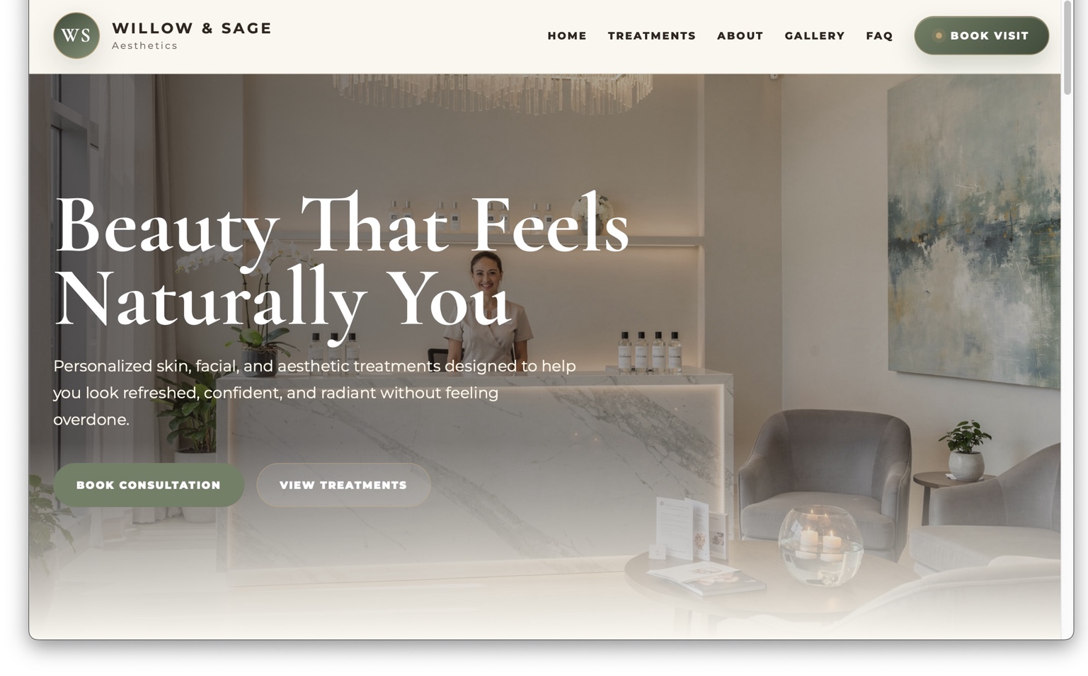 Willow and Sage Aesthetics demo website preview